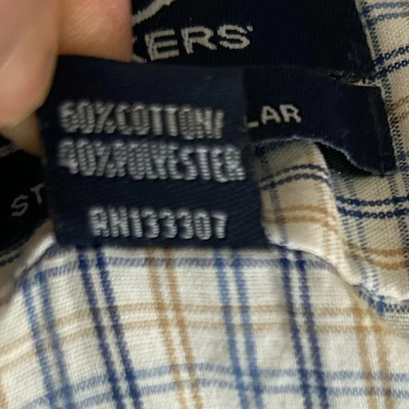 Dockers Fitted Stretch Collar Button Down Shirt Gingham Blue Petal Men's size M - Picture 5 of 5